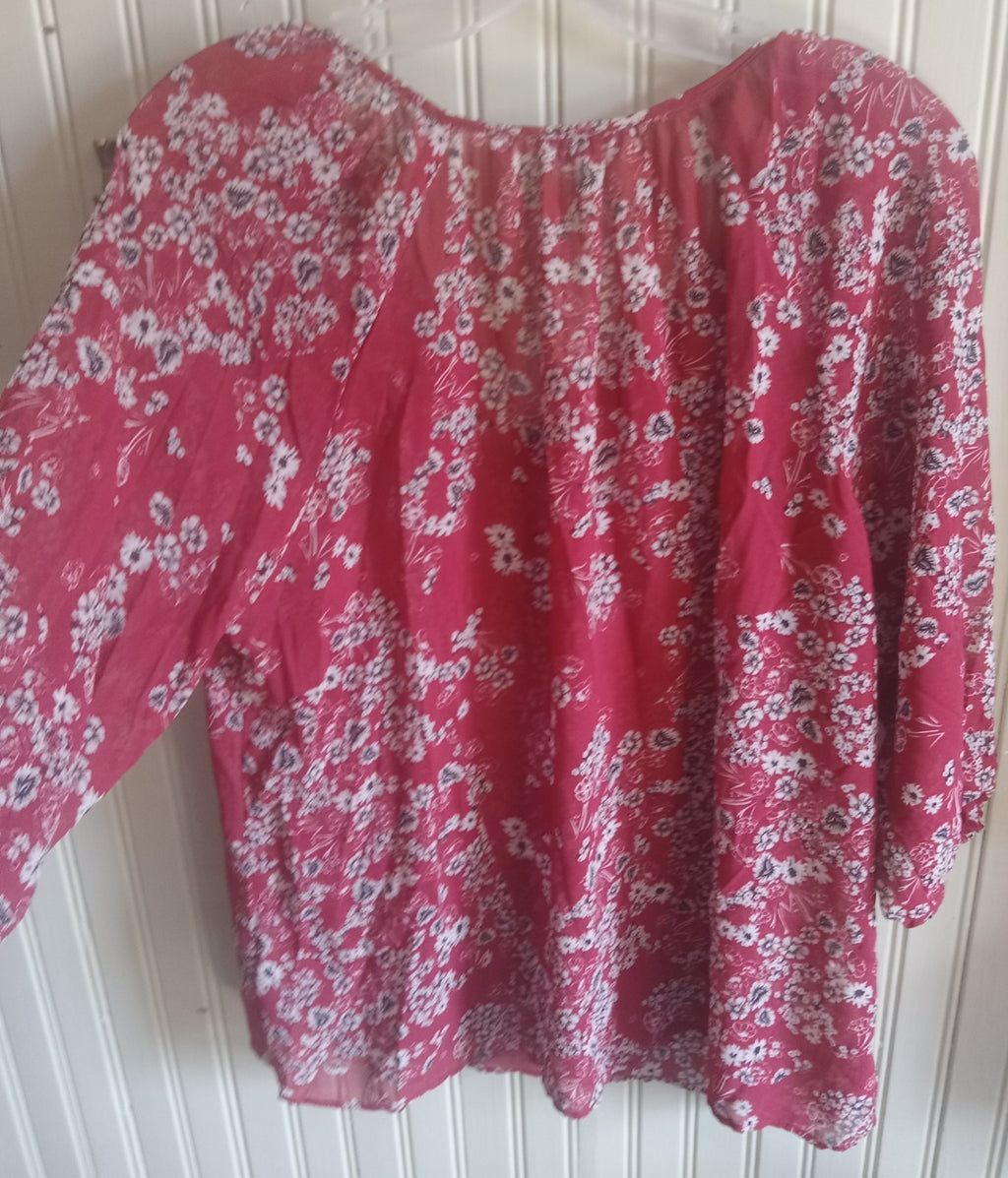 Reitmans Women's Floral Button-Up Blouse – Size Large, Viscose Fabric