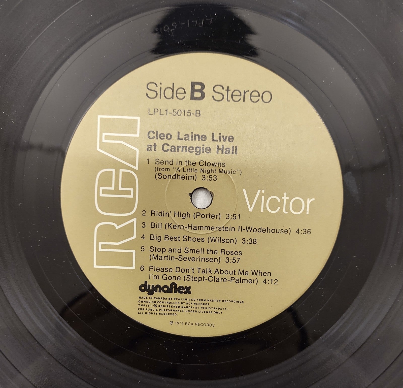 Cleo Laine - Live at Carnegie Hall LP RCA LPL1-5015 Canada Dynaflex 1974