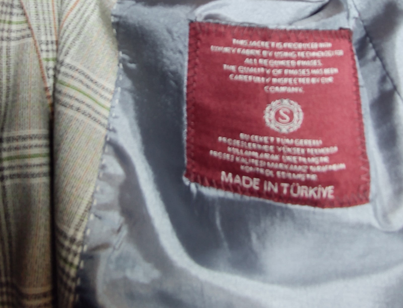 Snover Light Grey Check Blazer Men's Size 40 Modern Tailored Jacket