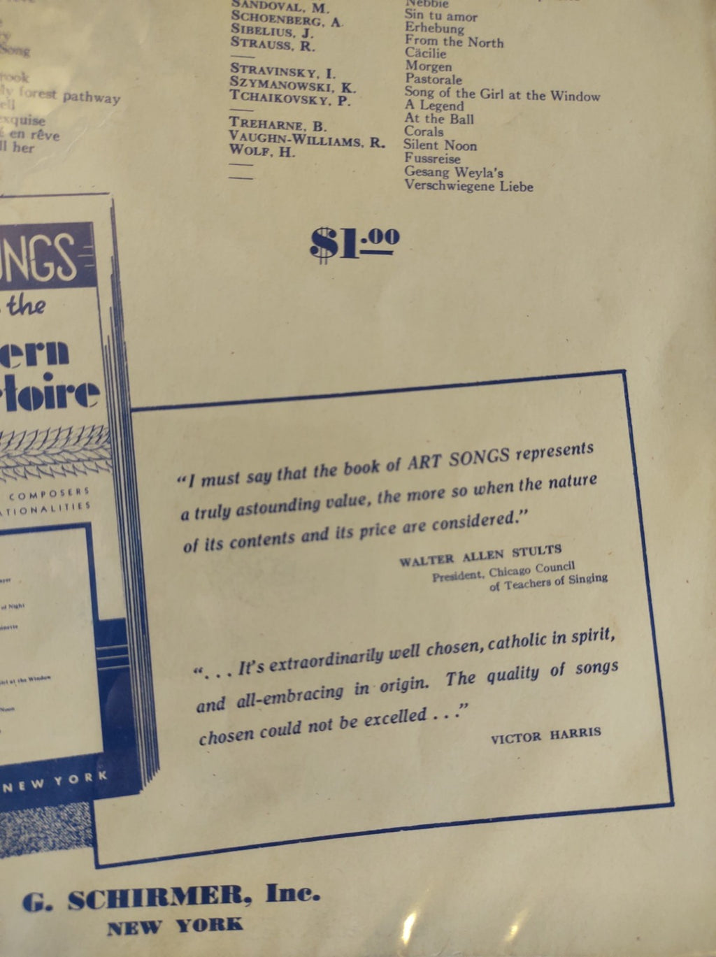 50 Art Songs Modern Repertoire G Schirmer Composers Collection Sheet