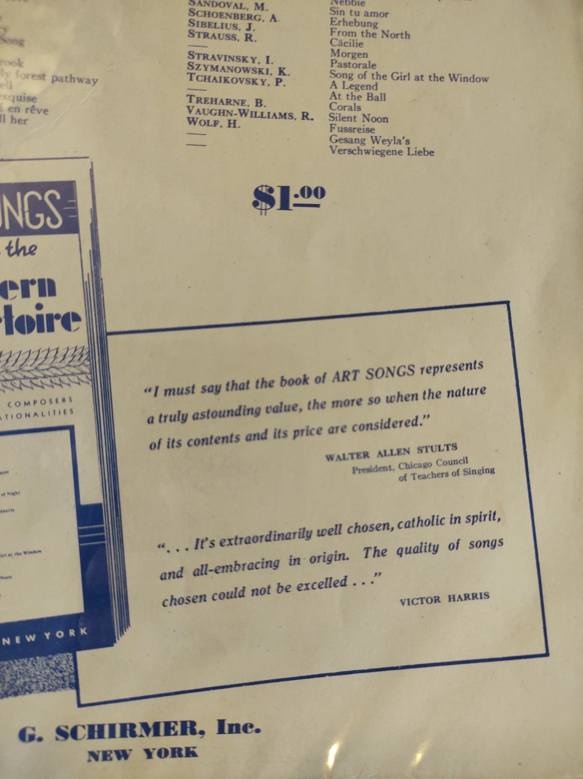 50 Art Songs Modern Repertoire G Schirmer Composers Collection Sheet