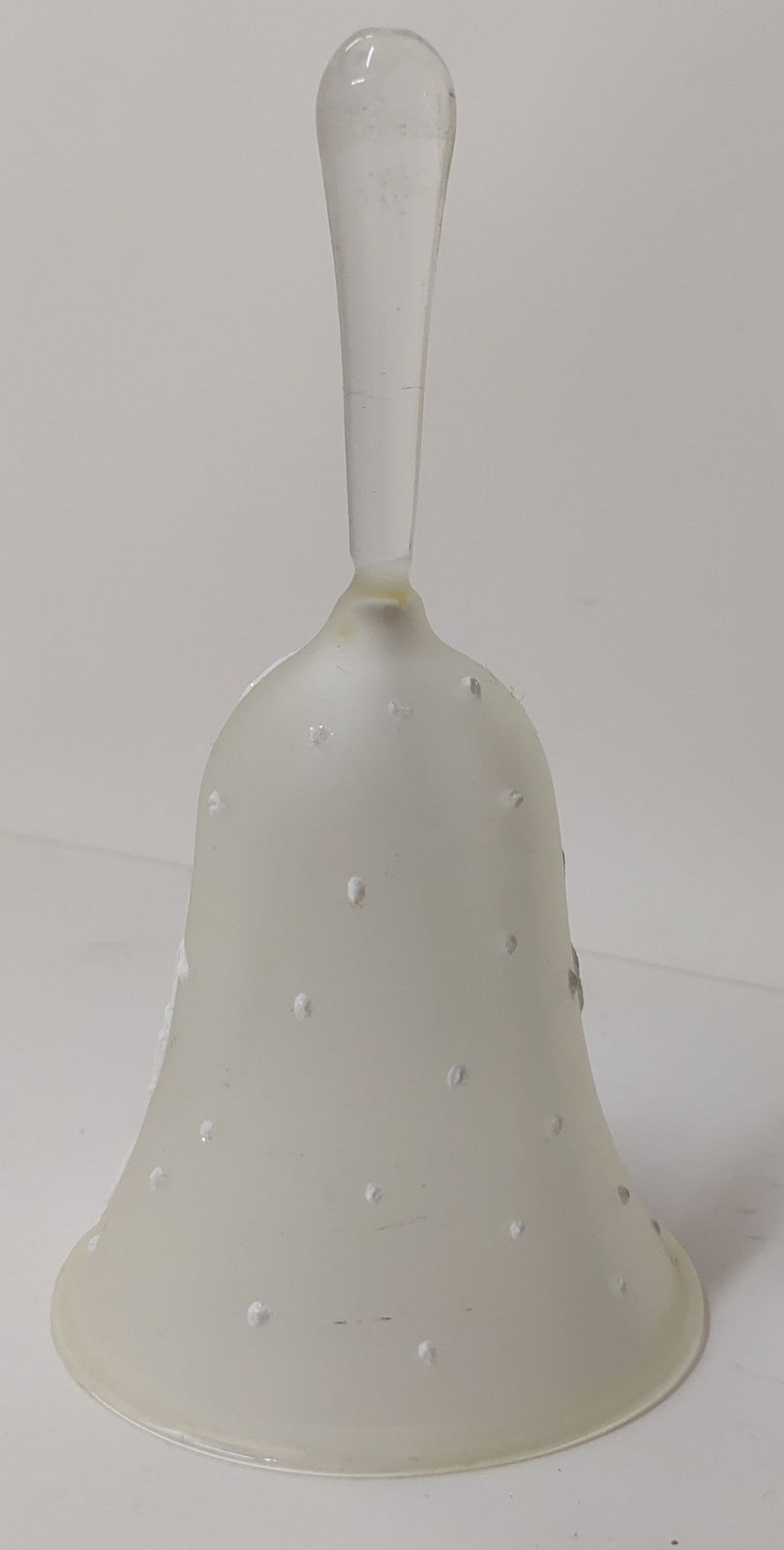 Elegant Frosted Glass Bell Ornament with White Lace & Rhinestone Accents