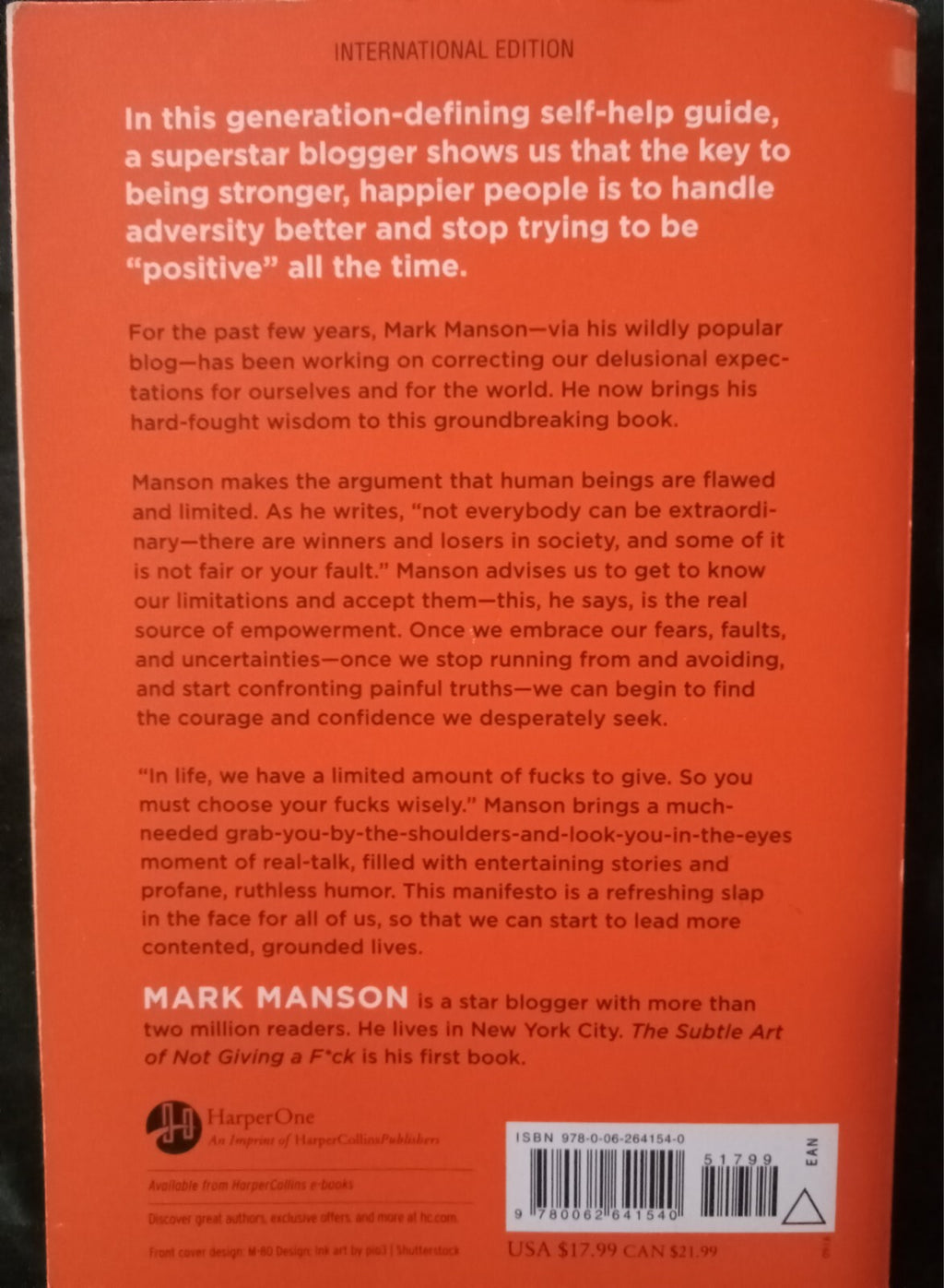 The Subtle Art of Not Giving a F*ck by Mark Manson – Self‑Help PB