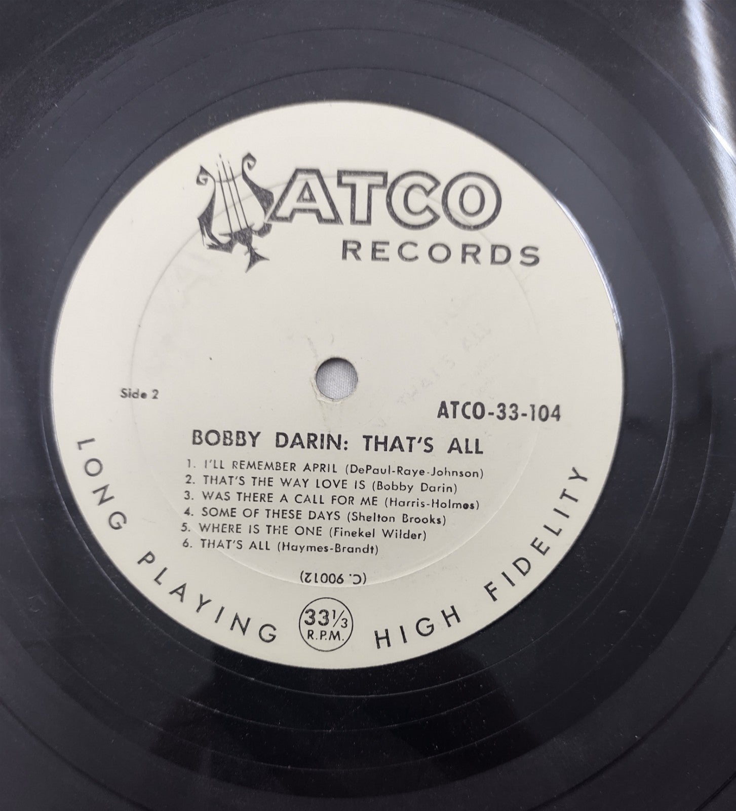 Bobby Darin That's All LP ATCO 33-104 Mono 1956 Vocal Jazz Pop Classic Vinyl LP