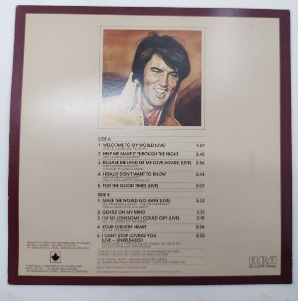 Elvis Presley – Welcome To My World Vinyl LP (1977) RCA APL1-2274