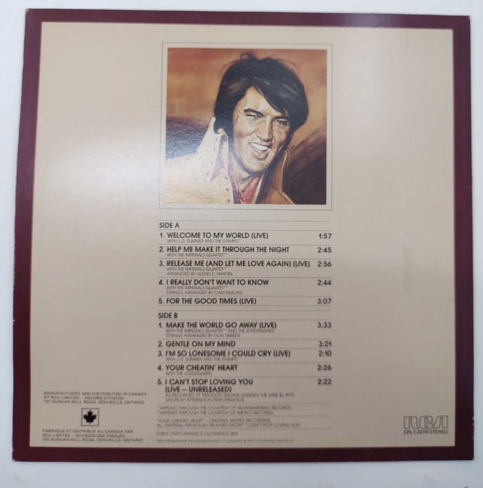 Elvis Presley – Welcome To My World Vinyl LP (1977) RCA APL1-2274