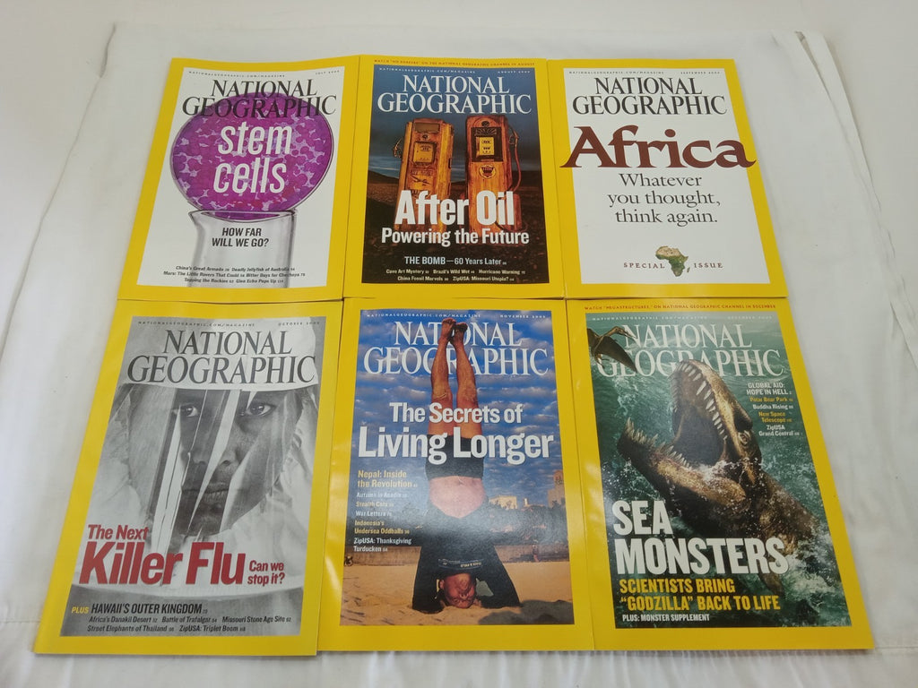 National Geographic Jul–Dec 2005 | VG+ | Faux Leather Case | 6 Magazines