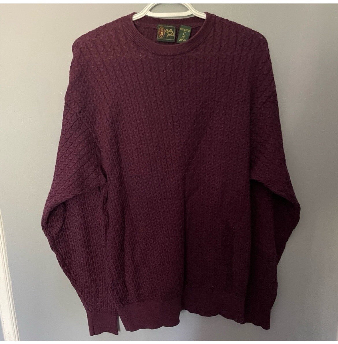 Vintage Bobby Jones Golf Sweater Purple Knit Long Sleeve Pullover Size Large