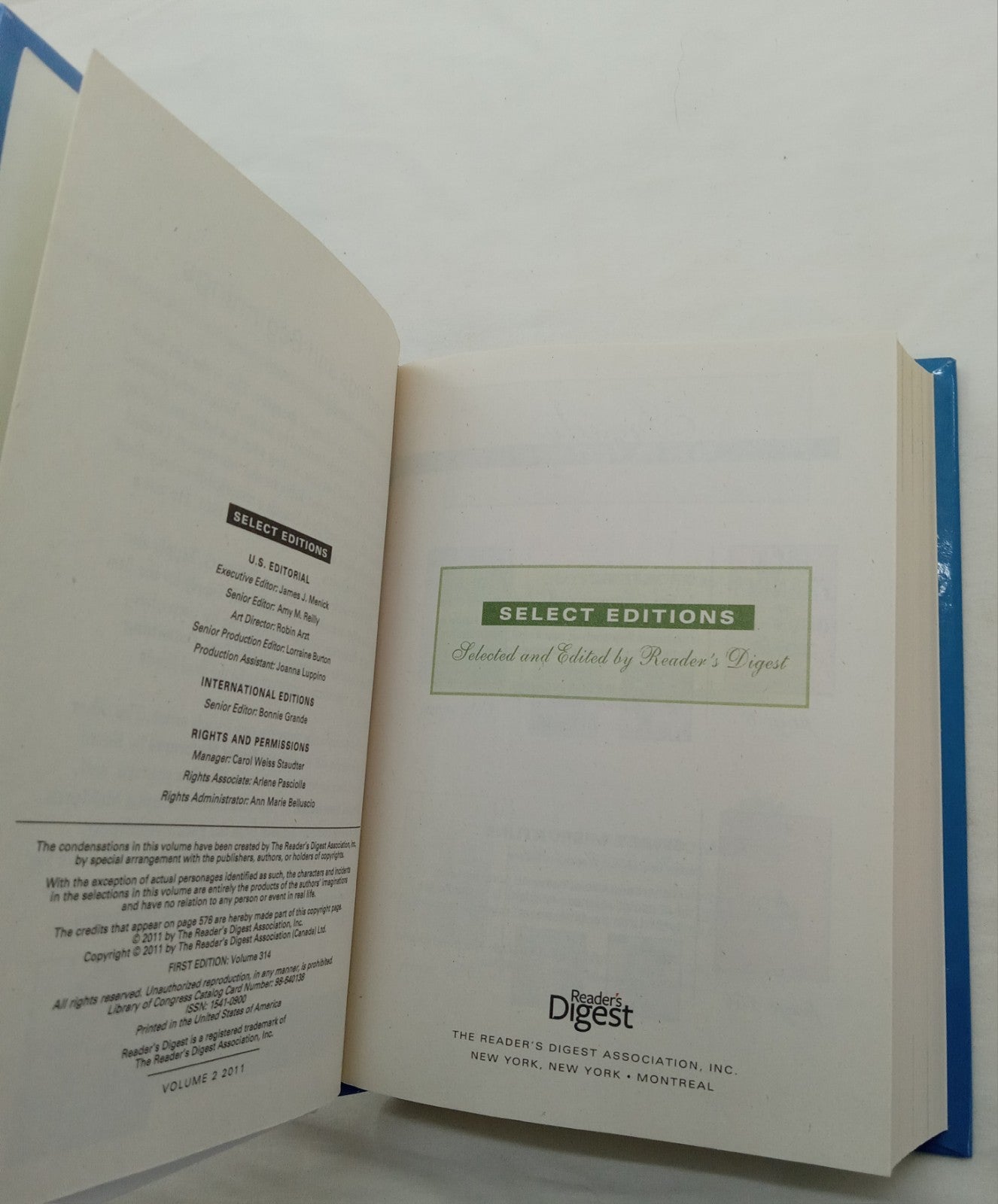 Reader's Digest Select Editions Vol 314 2011 HC 1st Ed w/ Dust Jacket NM