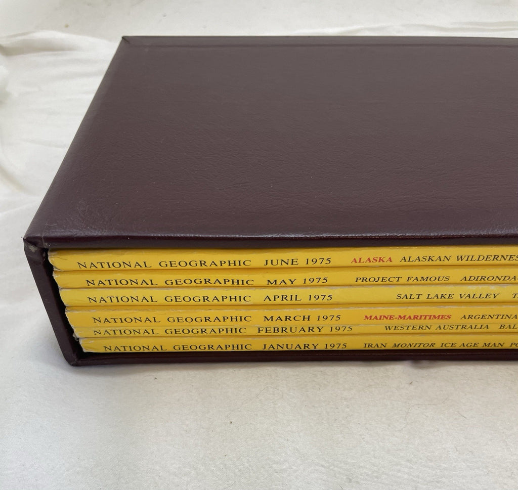 Nat Geo Mag Lot Jan–Jun 1975 Vtg Issues Set Slipcvr Earth Travel Geo