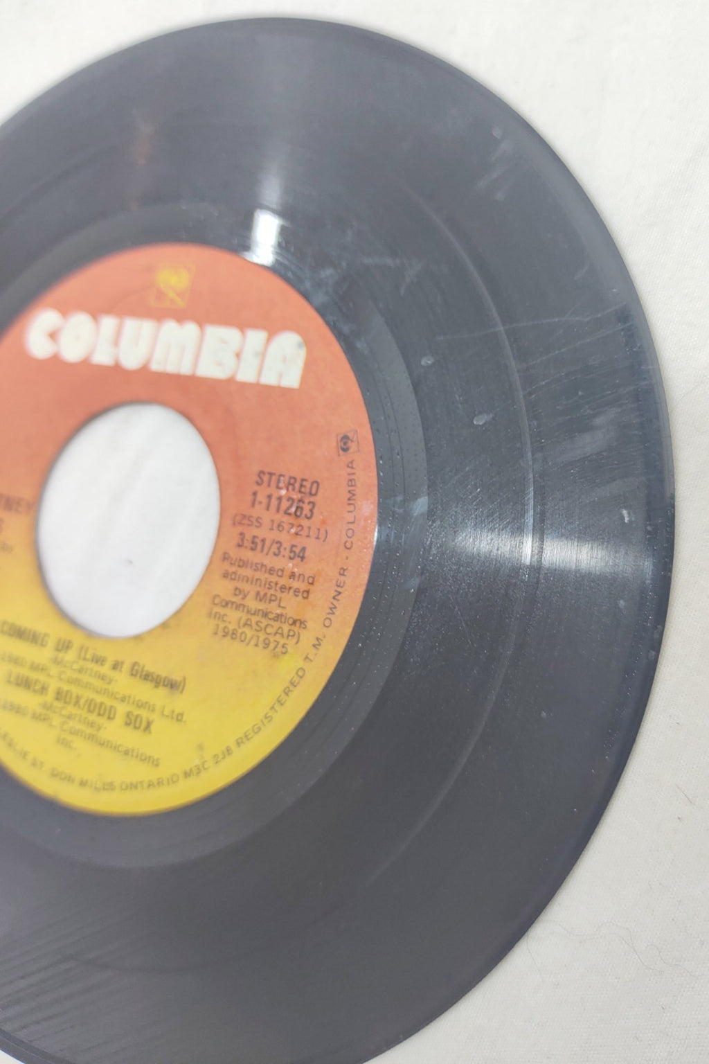 Paul McCartney – Coming Up 7” Vinyl Single Columbia 1-11263 Canada 1980