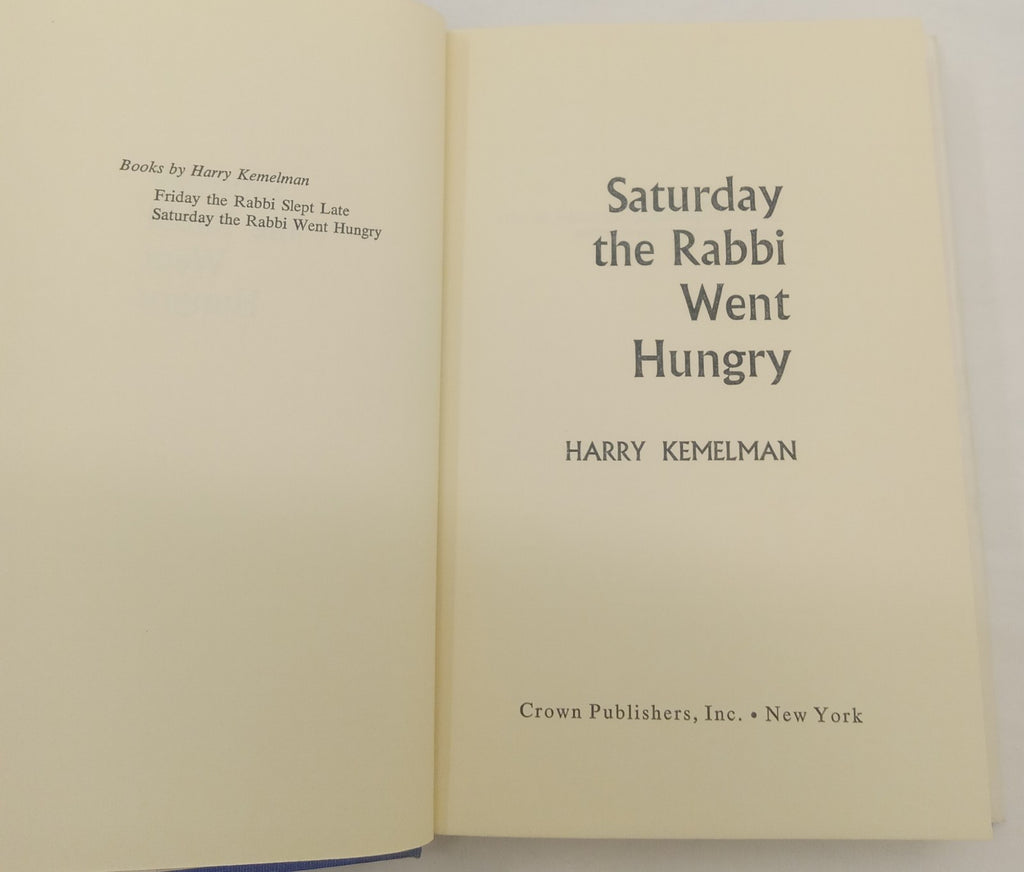 Saturday the Rabbi Went Hungry – VG+ Vintage Mystery Hardcover Book