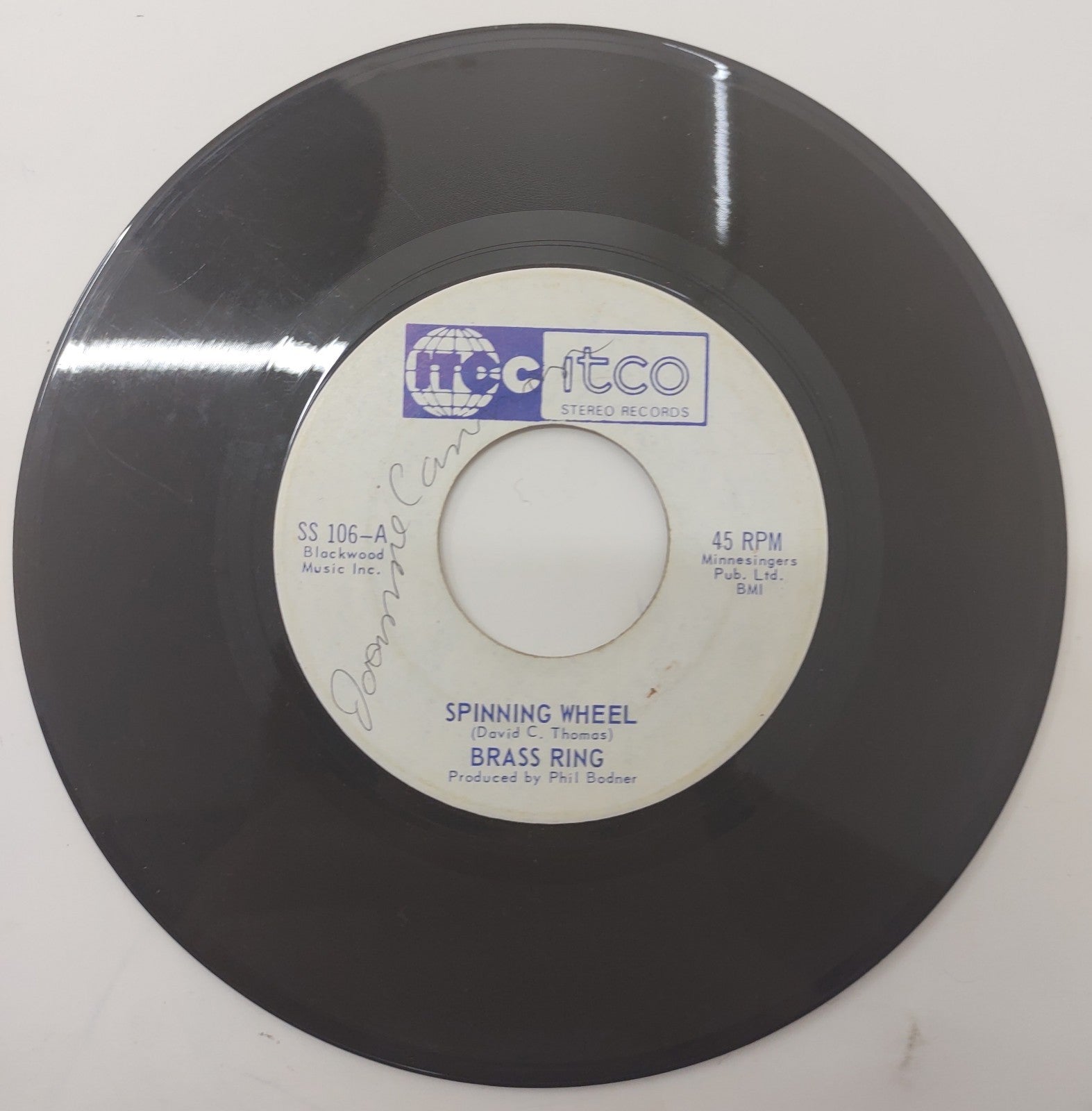 Brass Ring Spinning Wheel 7" 45 RPM Vinyl Record Trec-Itco SS106-A Instrumental