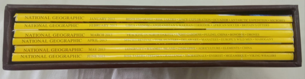 Nat Geo Jan–June 2013 Set | VG+ Magazines w/ Faux Leather Slipcover