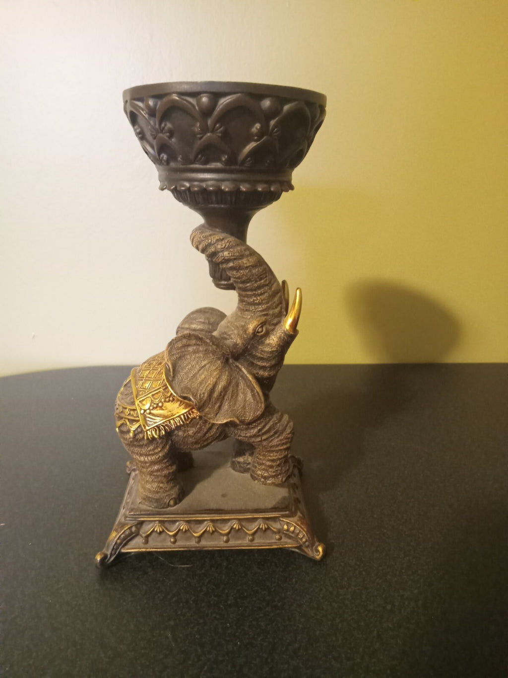 Elephant Resin Pillar Candle Holder – Decorative Home Accent Statue Candle Decor