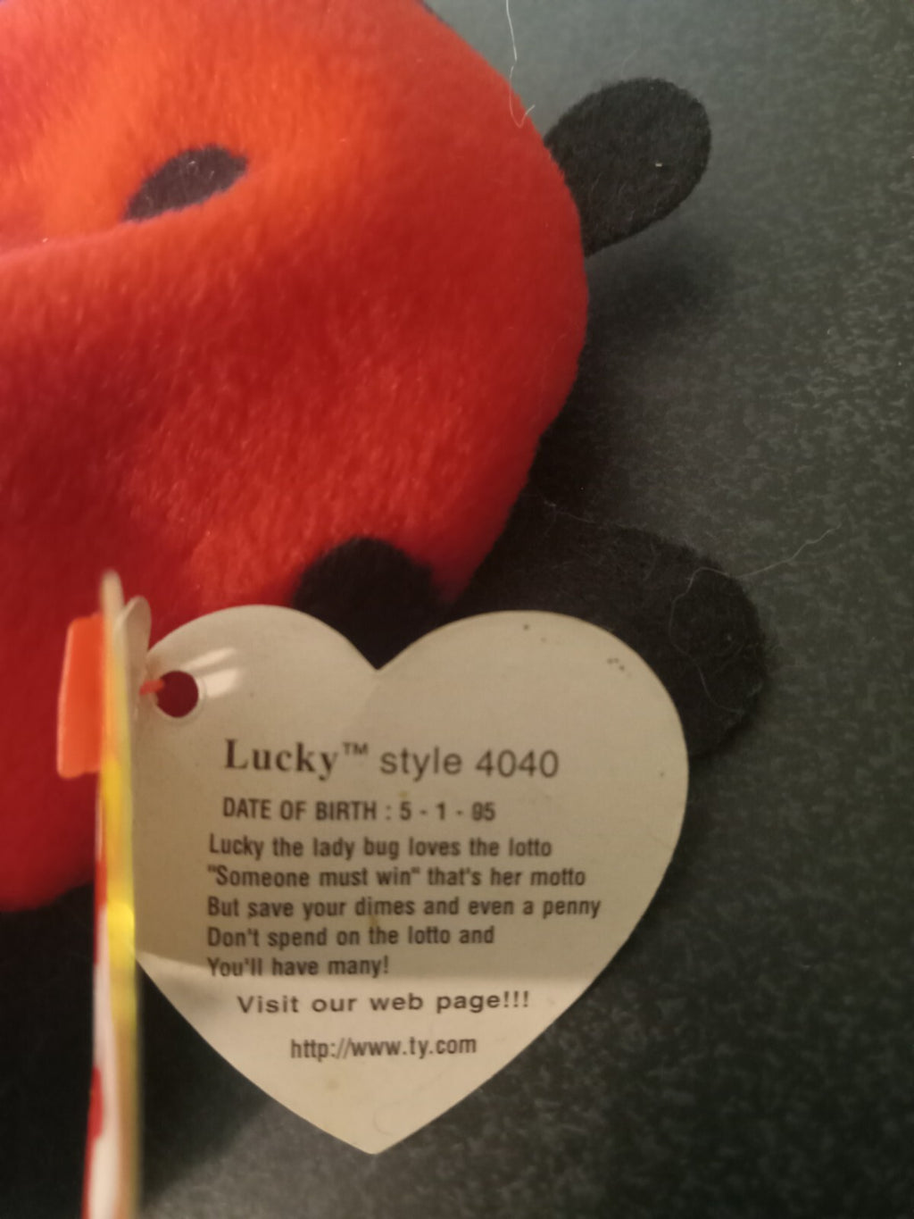 Ty Beanie Baby "Lucky" the Ladybug 1995 - DOB May 1 - 90s Toy