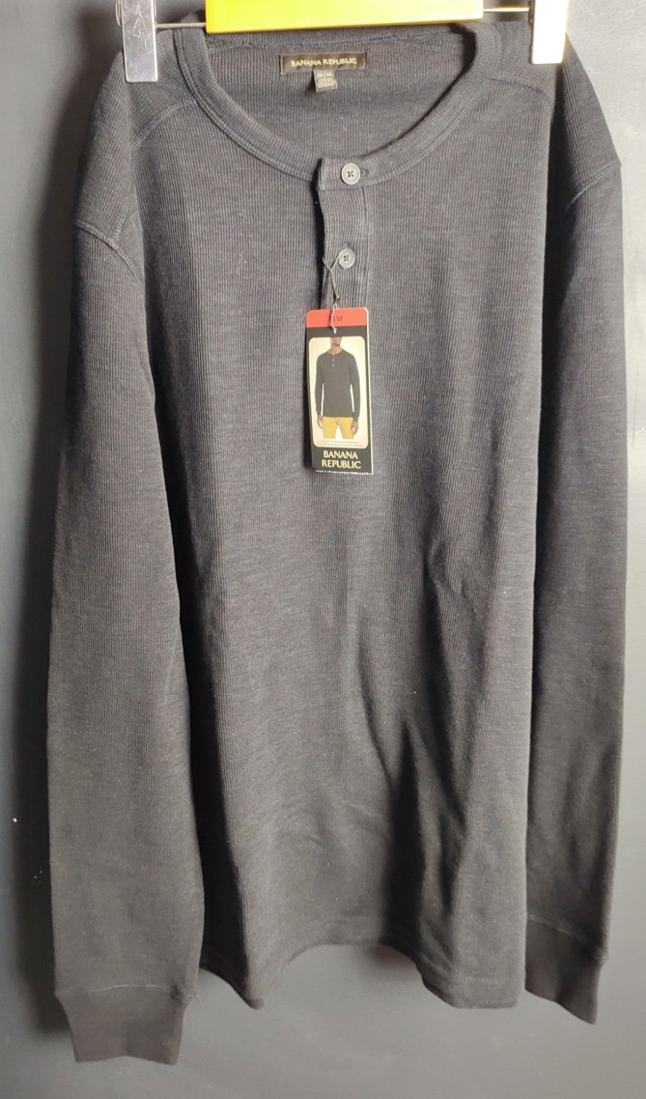 Banana Republic Men’s Black Long Sleeve Henley Shirt Cotton Casual NWT