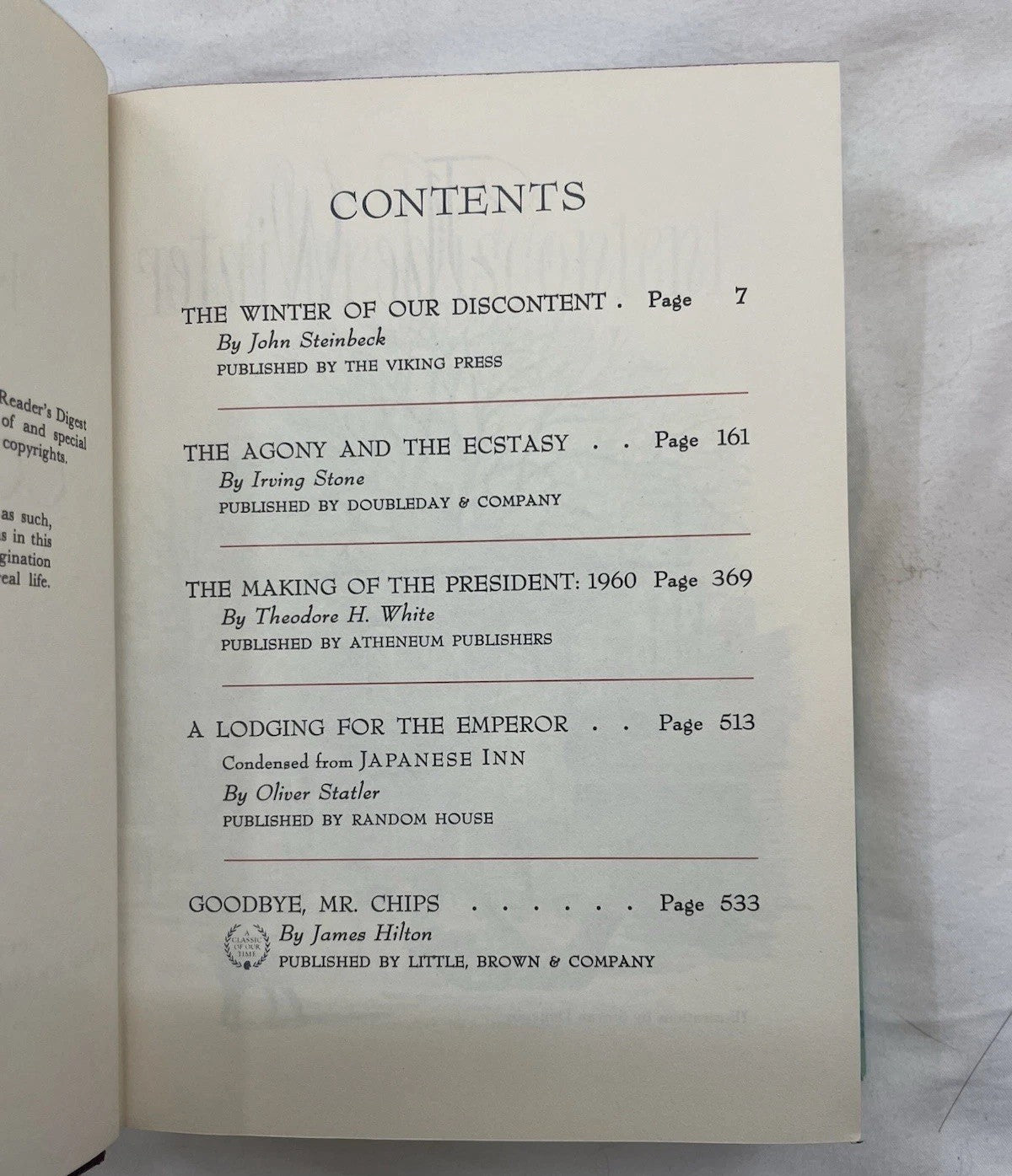 RD Condensed Book HC W/ Slipcover 1st Edition 1961 Illustrated