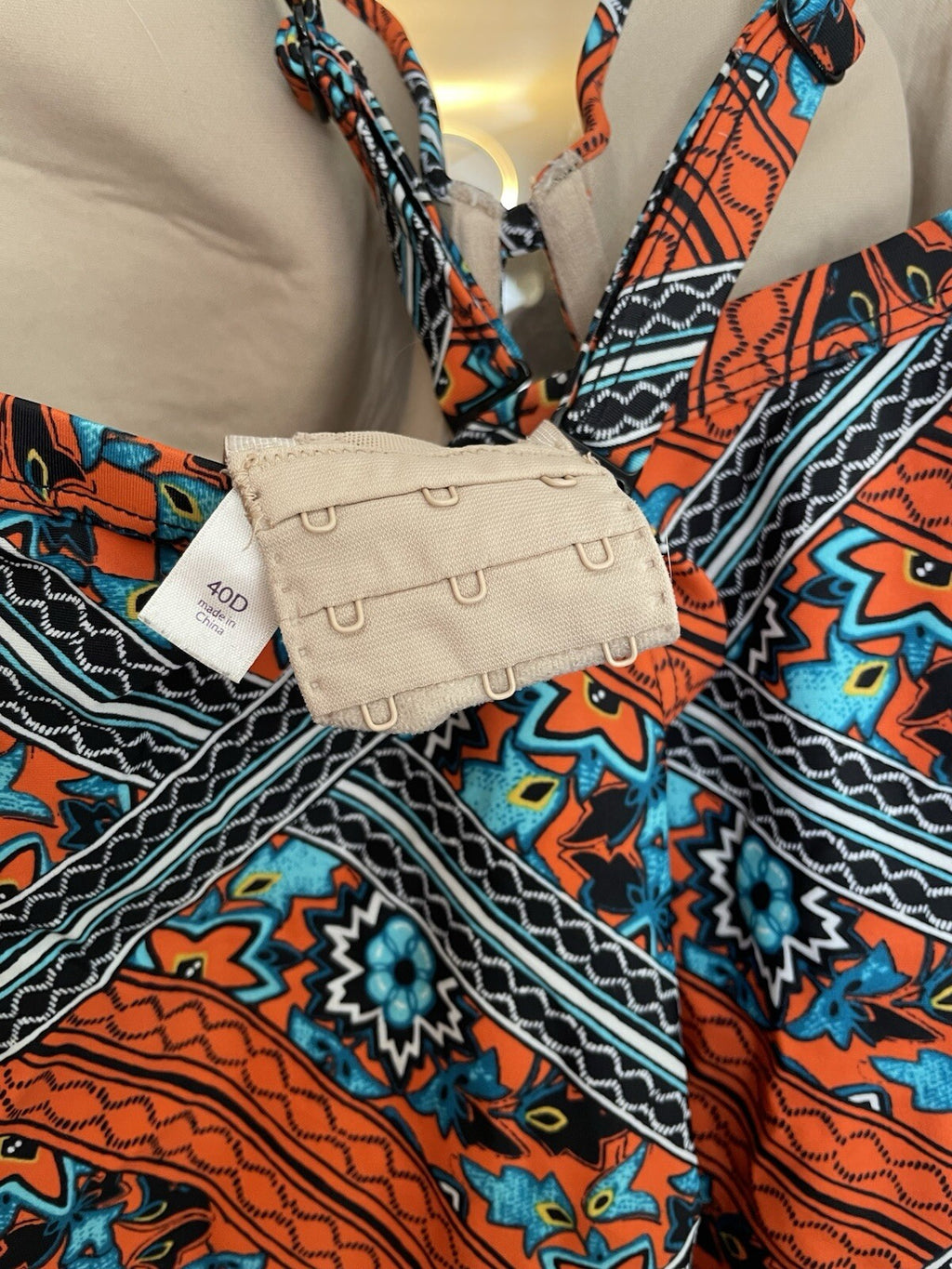 Cacique Swim Top 40D Black Underwire Bra Bikini Plus Size Swimwear Hook