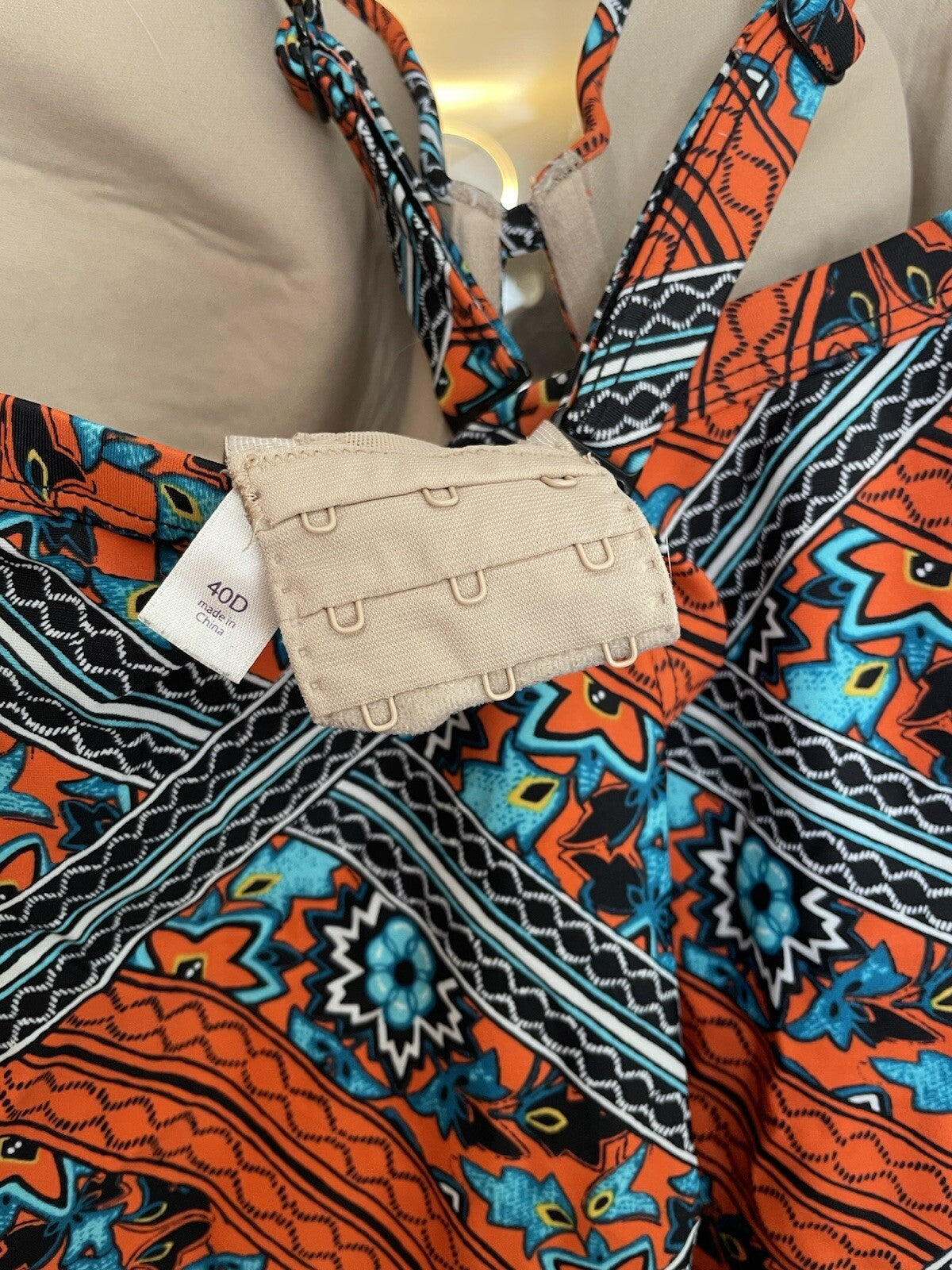 Cacique Swim Top 40D Black Underwire Bra Bikini Plus Size Swimwear Hook