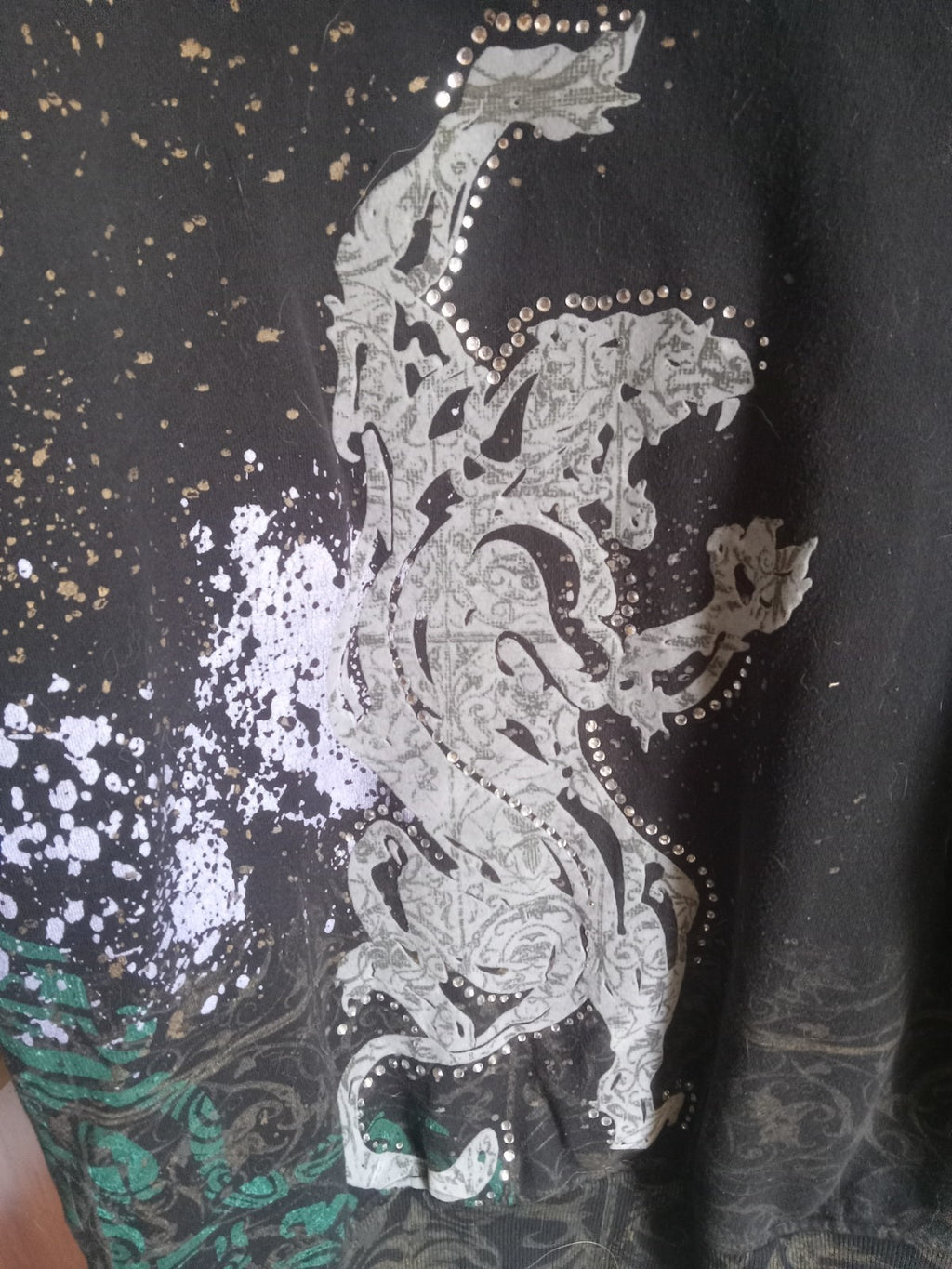 Rawblue Astral Rhinestone Zip Hoodie Black Streetwear Urban Sweater Size XL