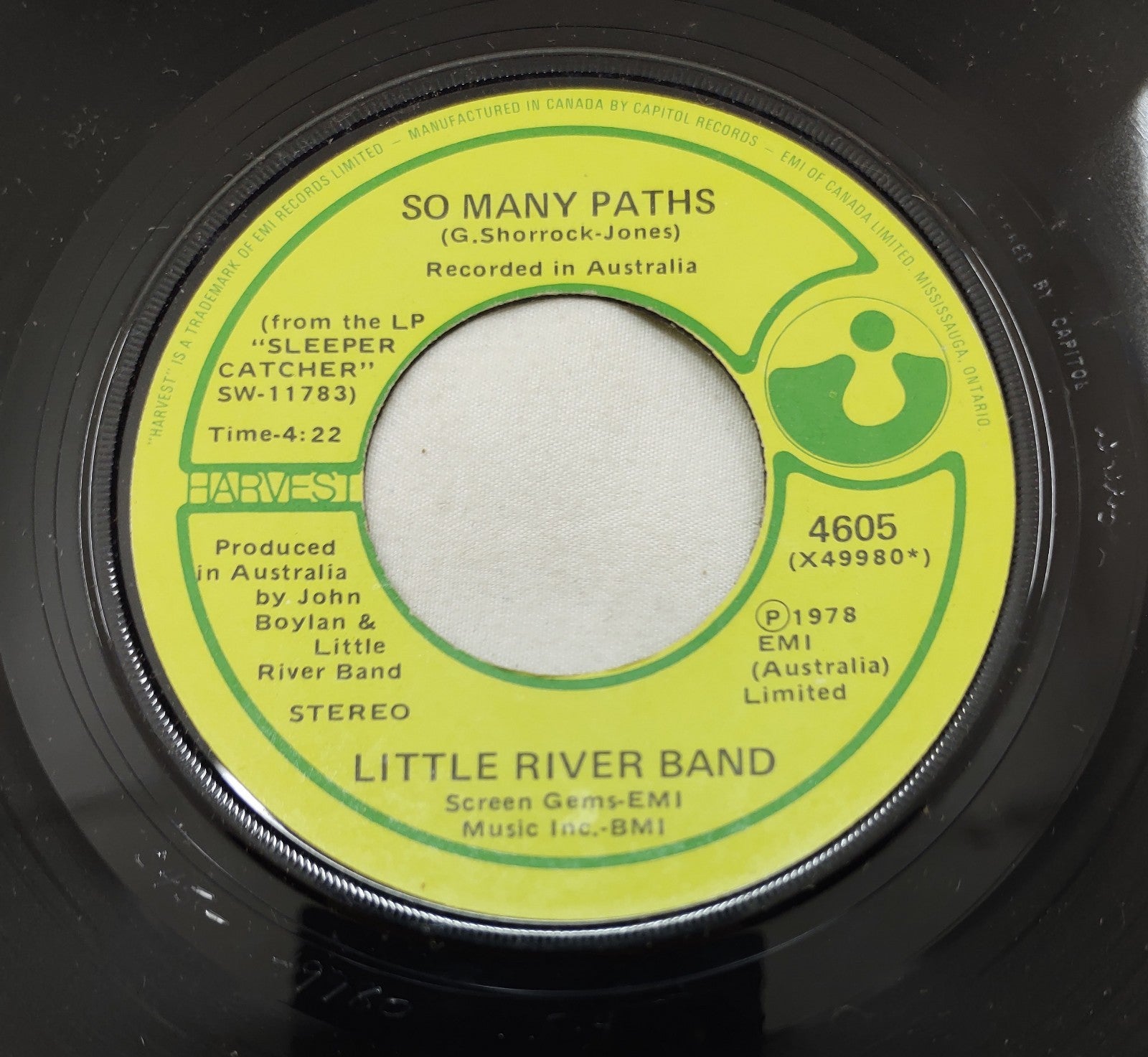 Little River Band – So Many Paths 7” Harvest 4605 Canada 1978