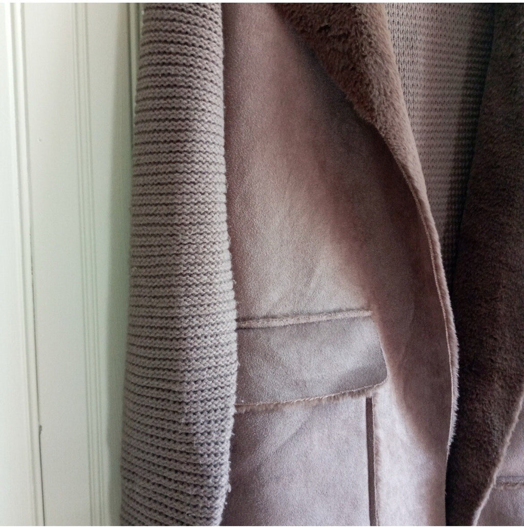 Love Token Harlow Faux Fur Knit Cardigan M Luxe Soft Neutral Winter Fall