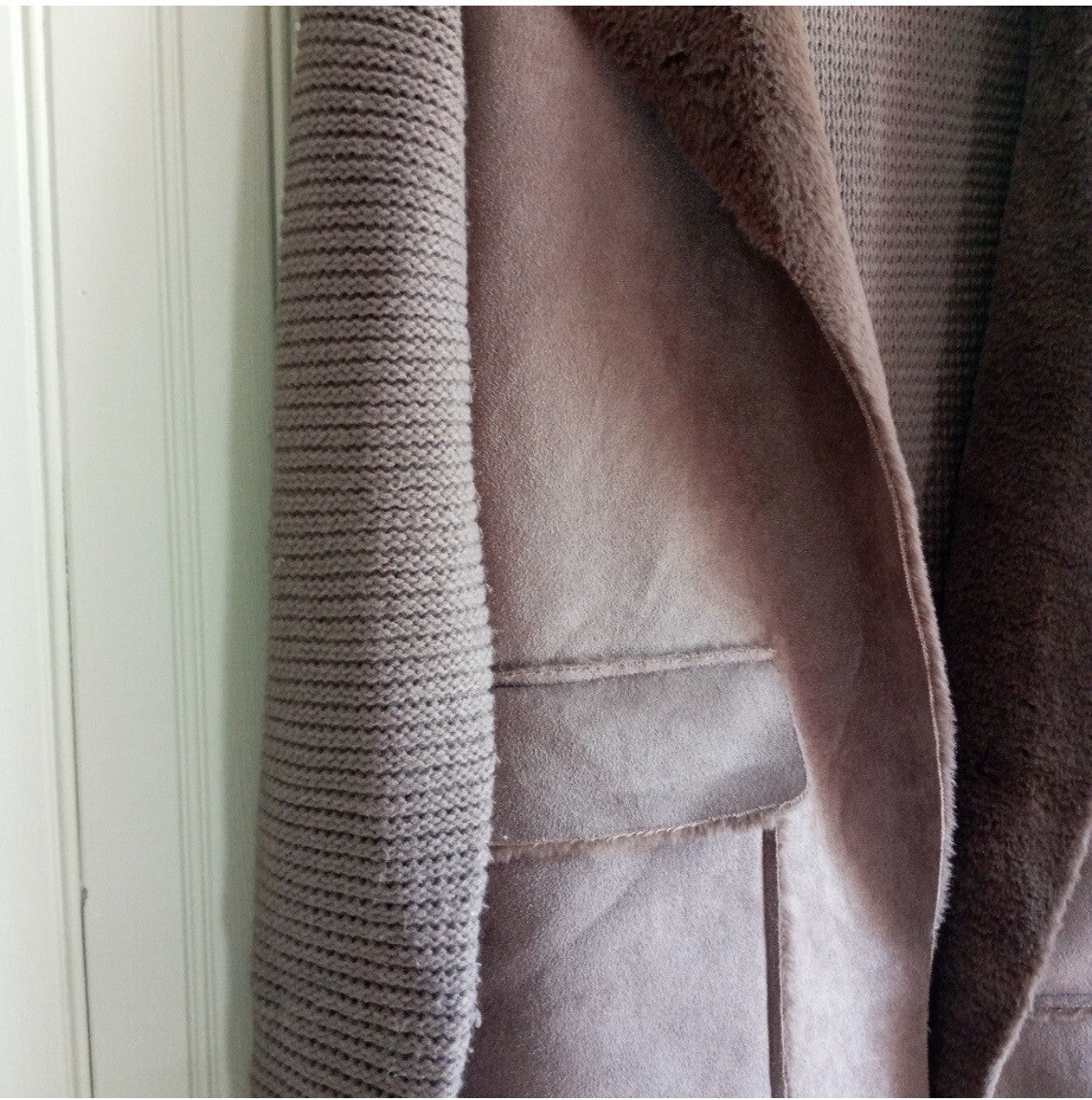 Love Token Harlow Faux Fur Knit Cardigan M Luxe Soft Neutral Winter Fall