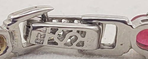 925 Sterling Silver Garnet Citrine Tennis Bracelet 7.5" Gemstone