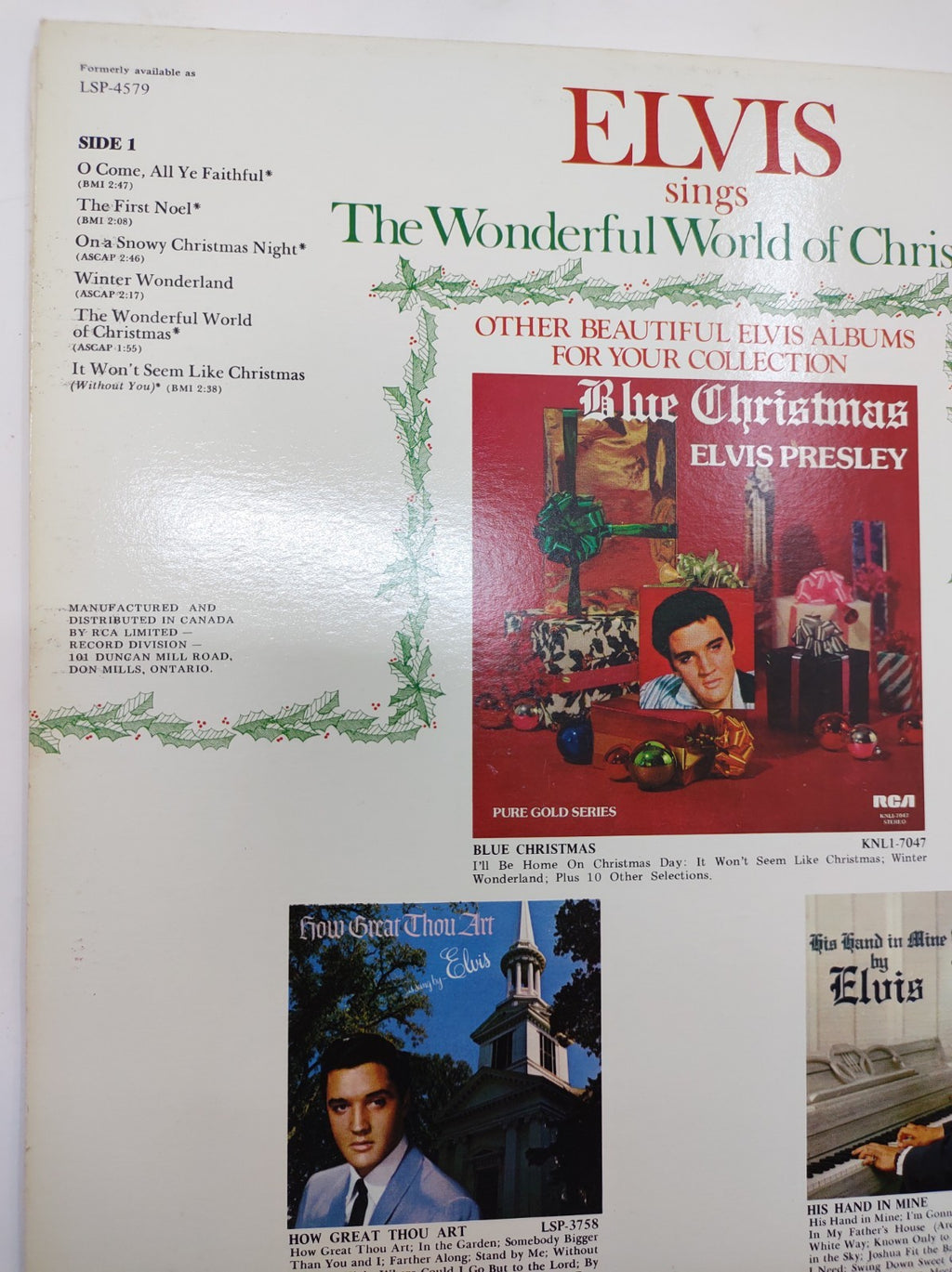 Elvis Presley "The wonderful world of Christmas" 1976 vinyl record VG+ Canada