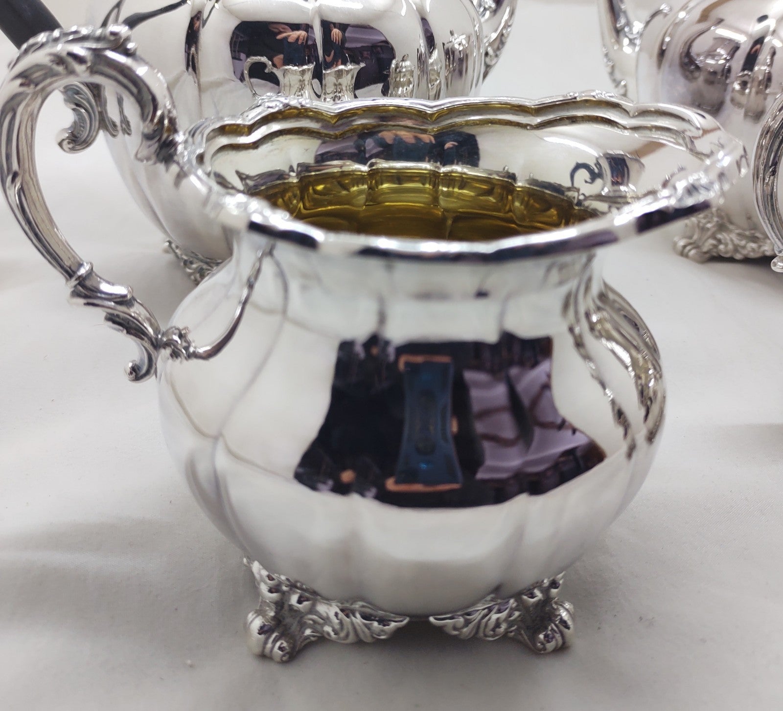 1847 Rogers Bros EP on Copper Victorian Silverplate Tea & Coffee Set Ornate