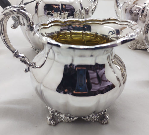 1847 Rogers Bros EP on Copper Victorian Silverplate Tea & Coffee Set Ornate