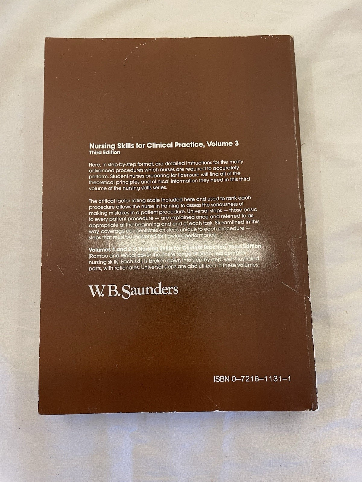 Nursing Skills Vol 3 HC Beverly Rambo 1982 Vtg Textbook Student RN Med