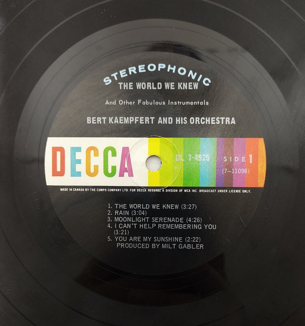 Bert Kaempfert – The World We Knew LP Stereo Decca Rainbow DL-4925 Canada