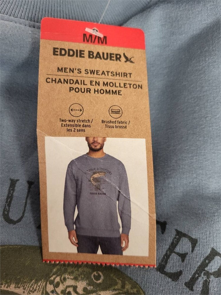 Eddie Bauer Men’s Slate Blue Fleece Sweatshirt Pullover Size M NWT
