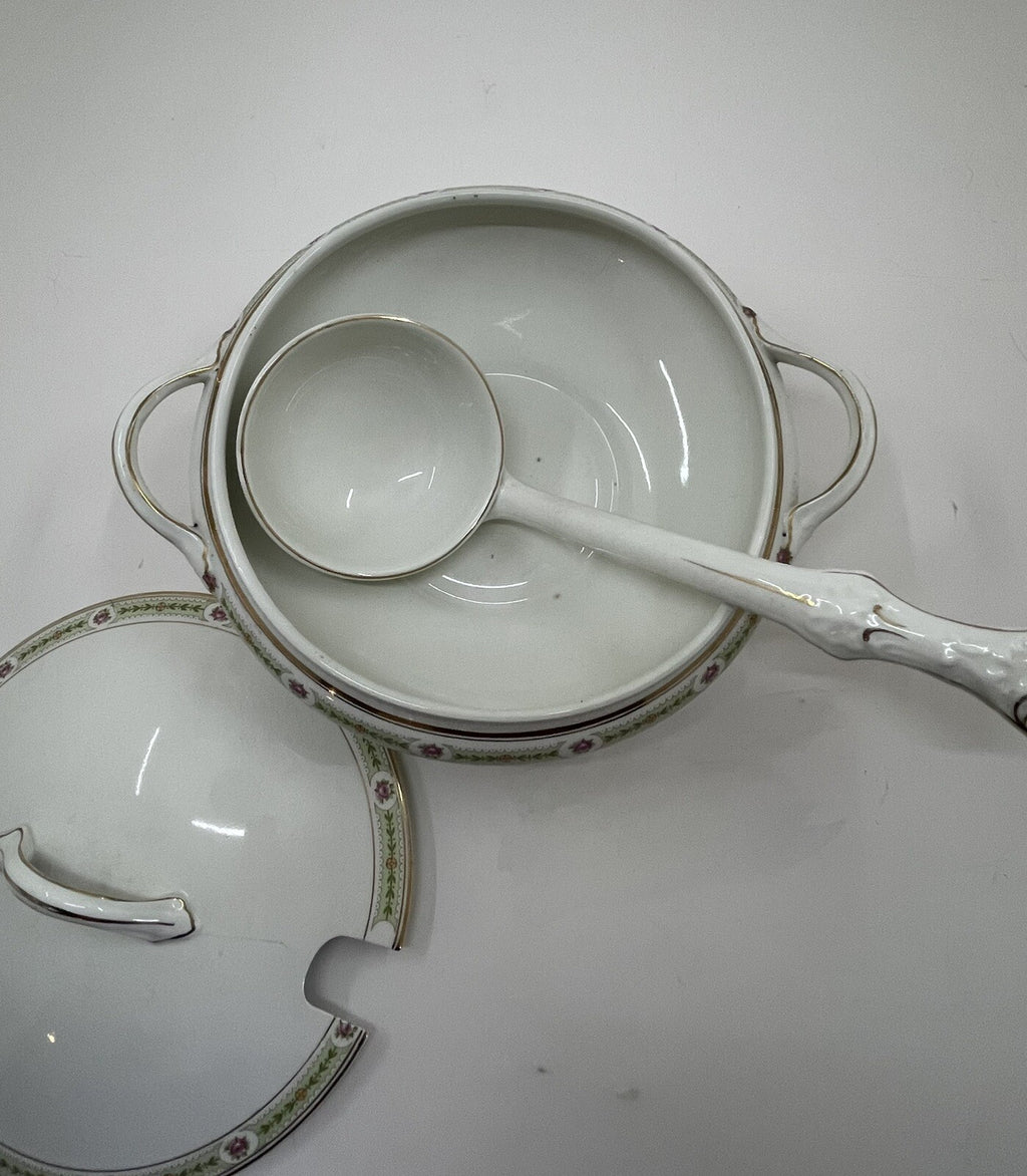 Antique Johnson Brothers Soup Tureen Ironstone with Matching Ladle White