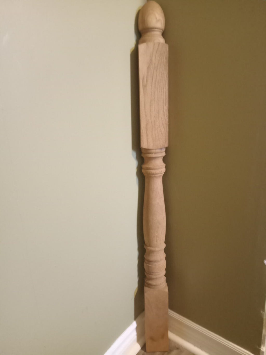 Turned Oak Half Stair Newel Post – Classic Wood Staircase Accessory