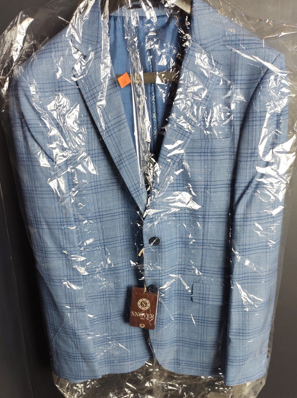 Snover Light Blue Check Blazer Men's Size 38 Business Formal Jacket