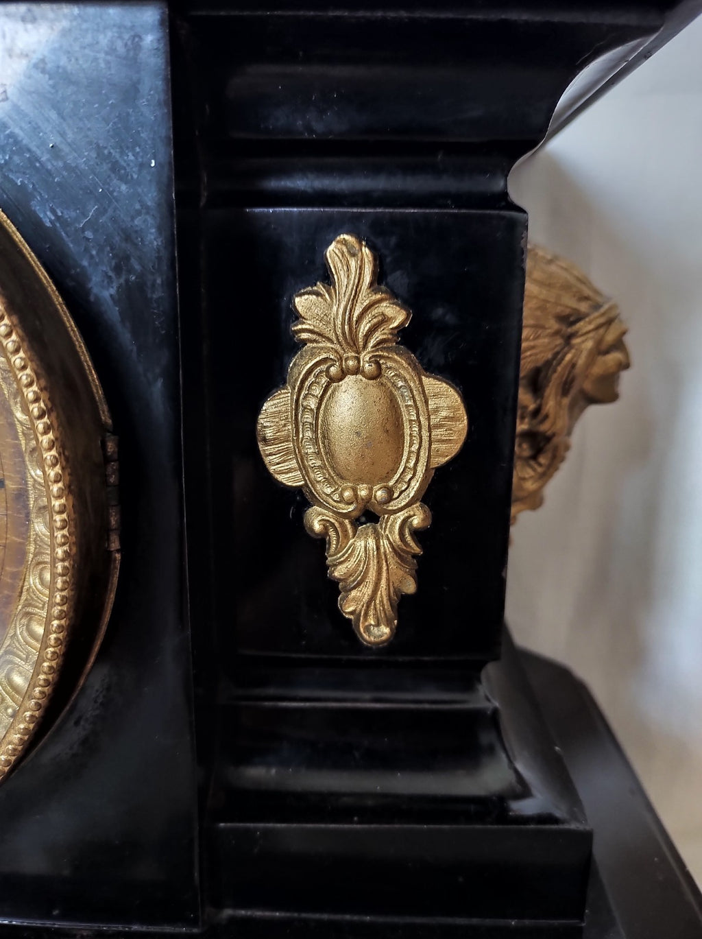 Antique 1886 Ansonia Cast Iron Figural Mantel Clock Empire Running Original