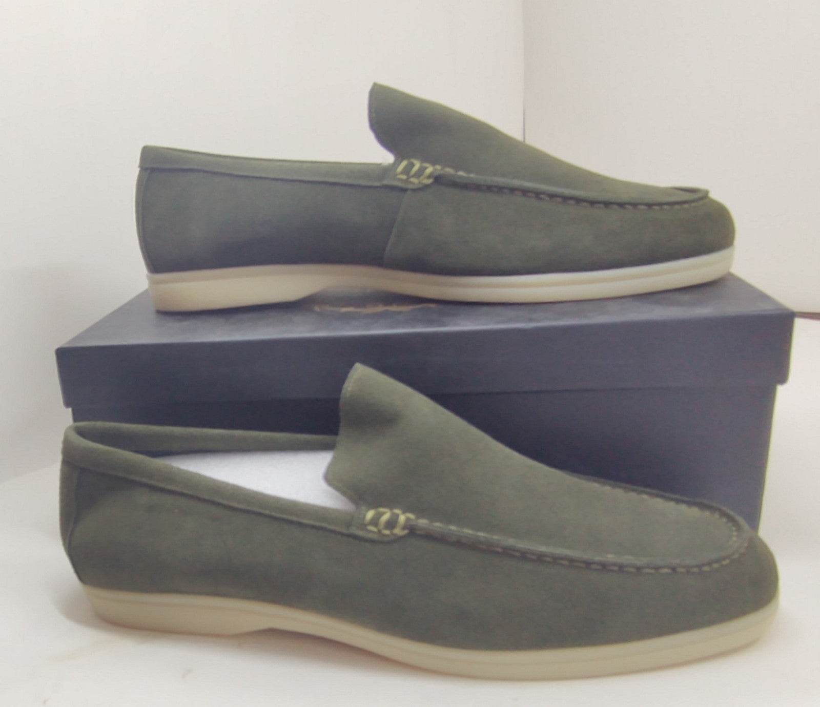 Snover AL6-10 Green Suede Loafers Men's Slip-On Dress Casual Shoes