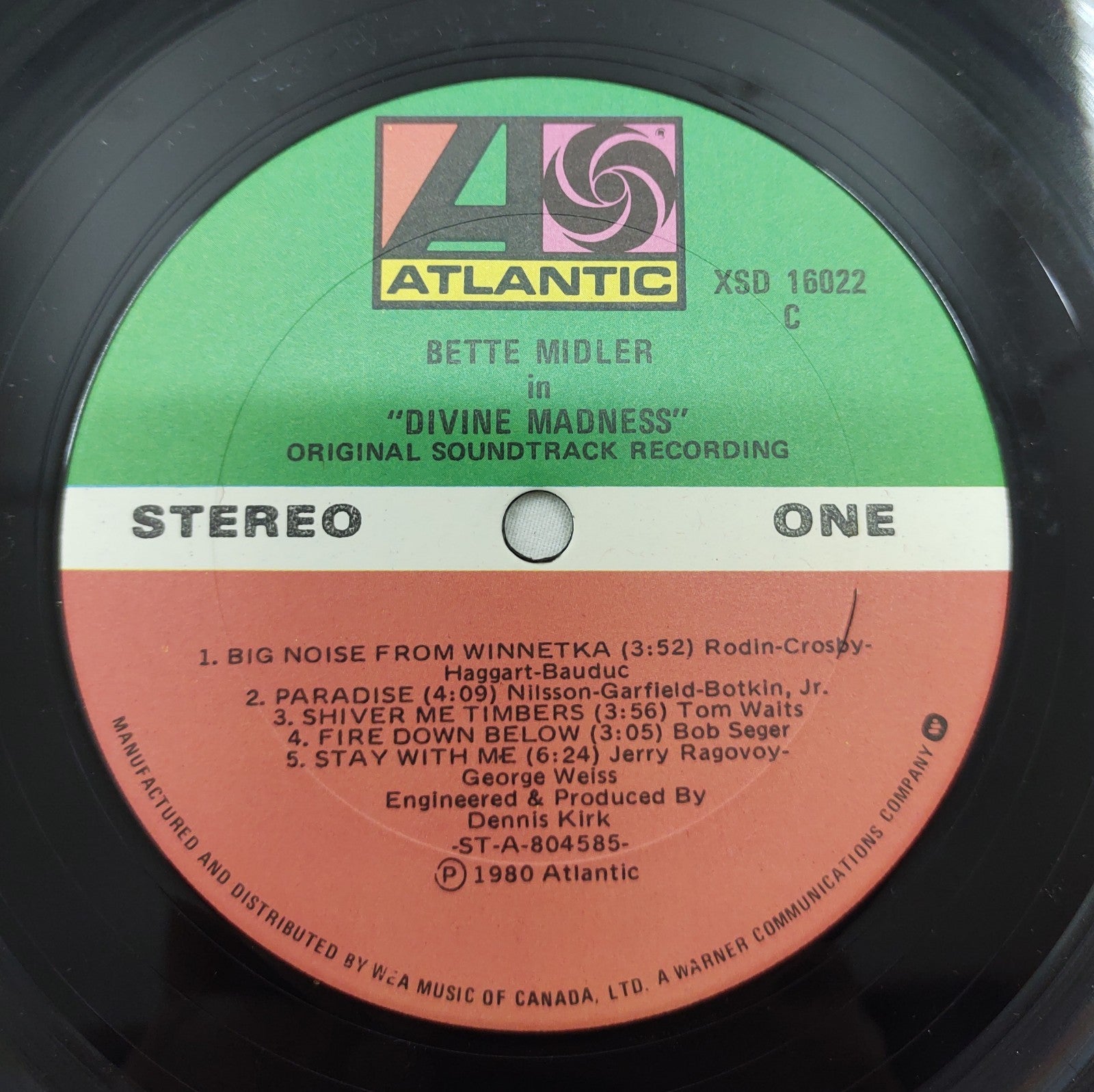 Bette Midler – Divine Madness Original Soundtrack LP Atlantic XSD 16022