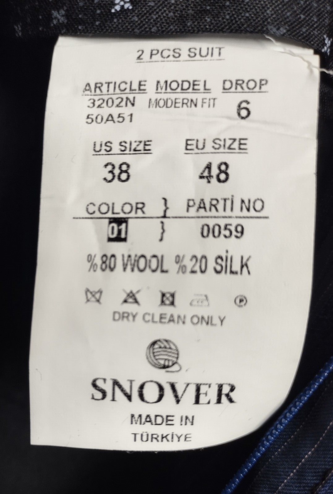 Snover Blue Pinstripe Suit Men's 38 Jacket/34W Pants 2-Pc Sharp Fit