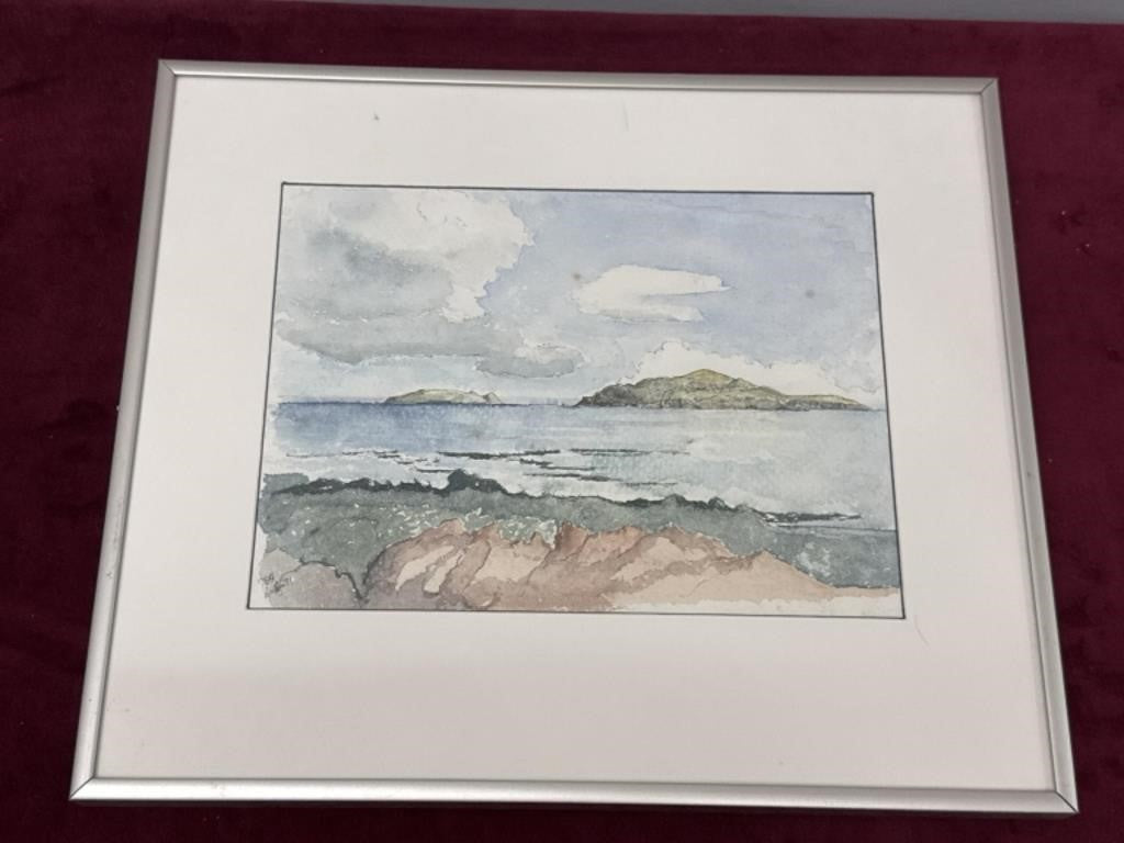 Sally B Hooff Watercolor & Ink “Mull of Kintyre” PEI Artist Signed Art