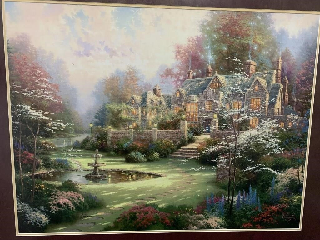 Thomas Kinkade Gardens Beyond Spring Gate Framed Lithograph w COA