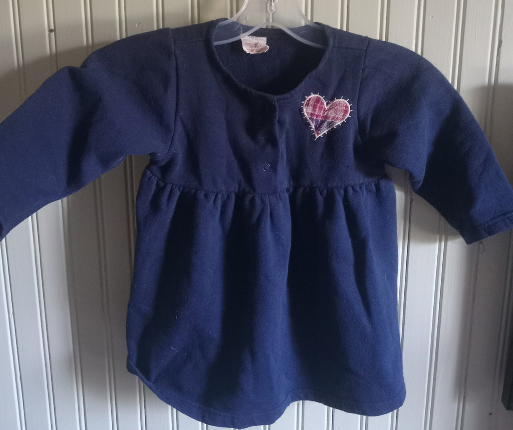 Children's Blue Heart Patch Button-Up Coat – Size 3X, Cozy Outerwear