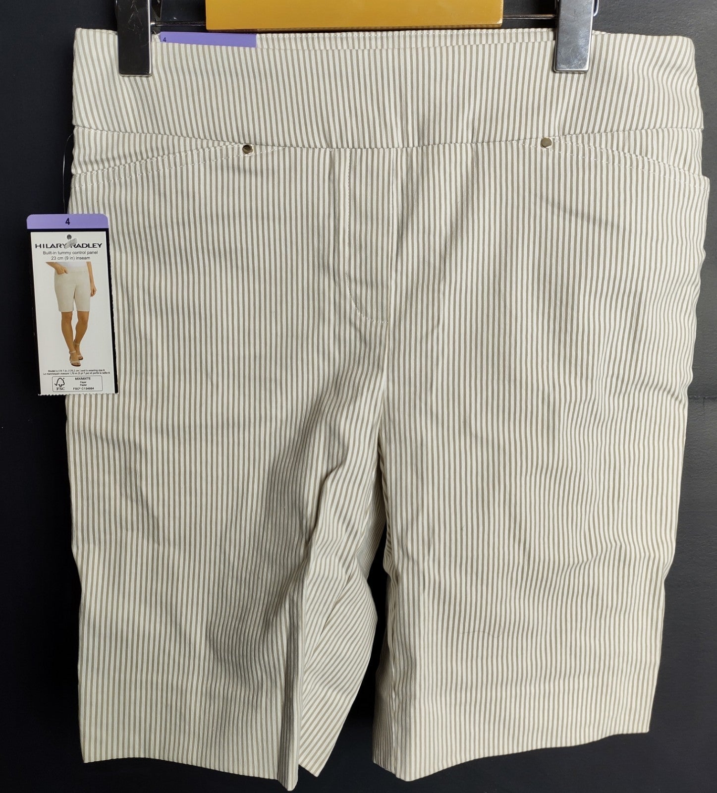 Hilary Radley Beige White Stripe Shorts NWT Women’s Summer Casual Wear