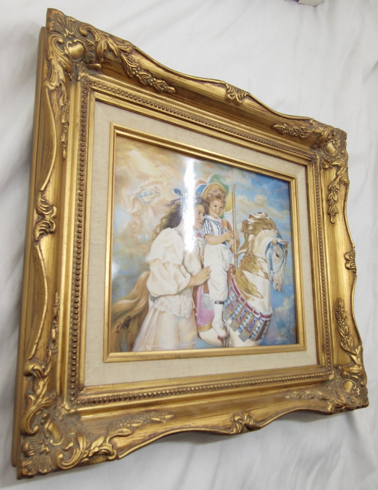 Franklin Mint Sandra Kuck “Memories” Framed Porcelain Art 16x14 Vintage