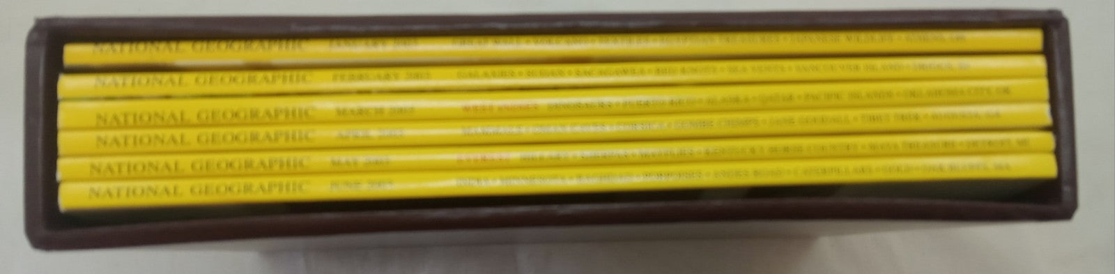 Nat Geo Jan–June 2003 Set | VG+ | 6 Issues in Faux Leather Slipcover