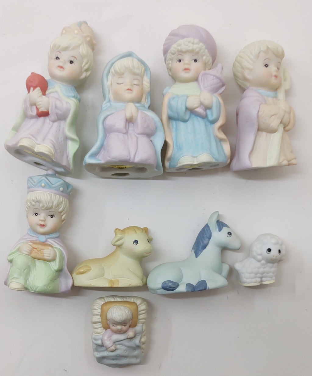 Lot of 9 Russ Berrie Bisque Mini Figurines Vintage Figurine Set Collectible