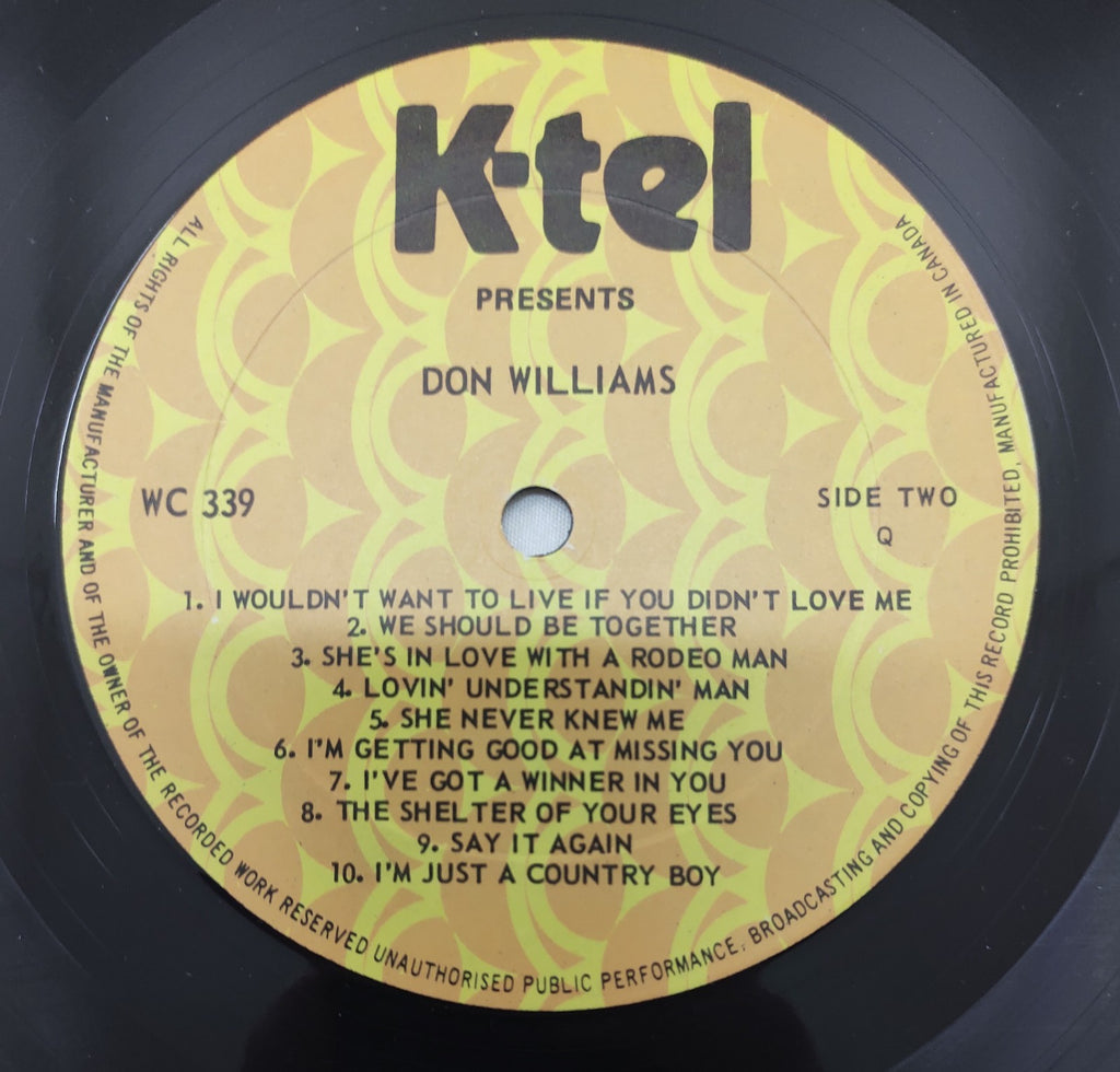 Don Williams – 20 Of My Best LP 1978 K-Tel WC-339 Country Hits